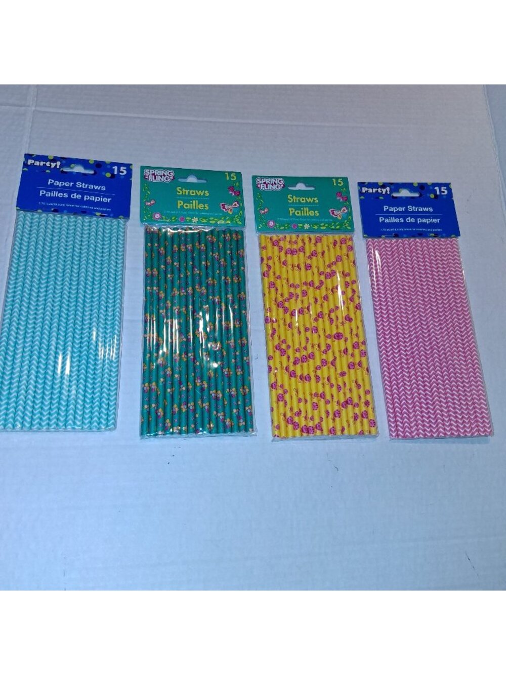60 Party & Spring Fling Paper Straws Assorted Colors & Designs